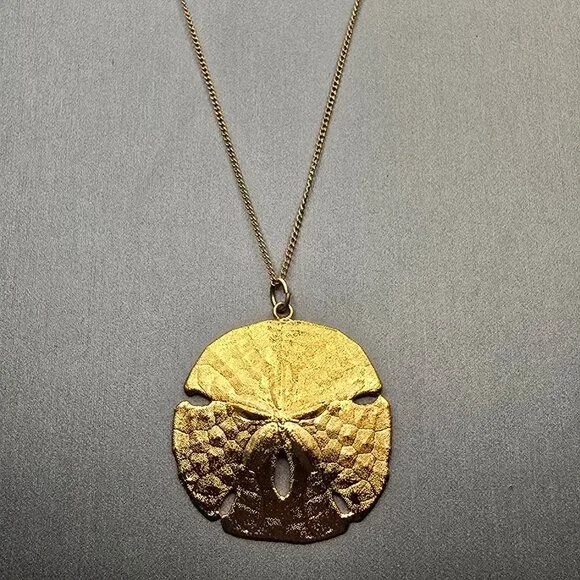 VTG 12K GF Sand Dollar Pendant Necklace 18" Natural Shell 1970s USA - Picture 11 of 11